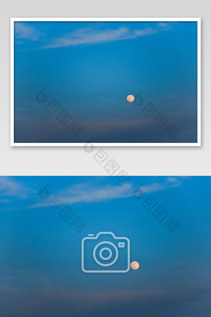 蓝色天空傍晚月色满月月光摄影图片图片