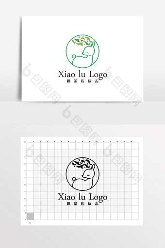 奶茶店小清新小鹿LOGO标志VI图片