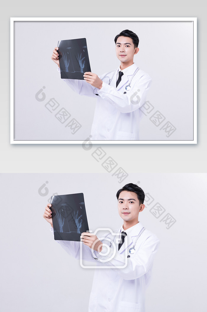 男医生手拿病人X光片分析图片图片