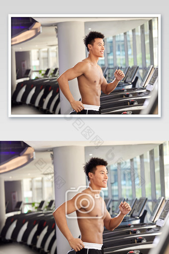 健身房运动跑步减肥增肌跑步机男生练习图片