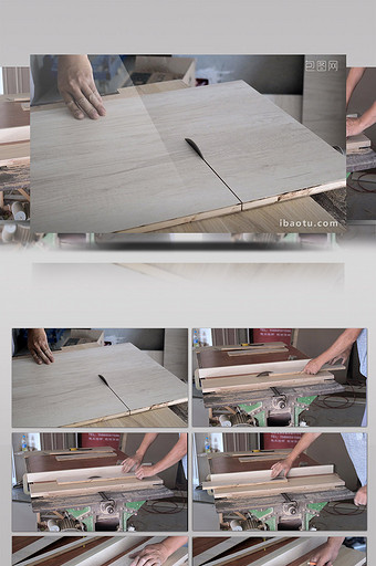 木工师傅操作台锯切割板材图片