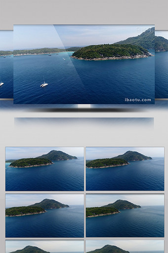 高空航拍国外海岛全景湛蓝色的大海图片