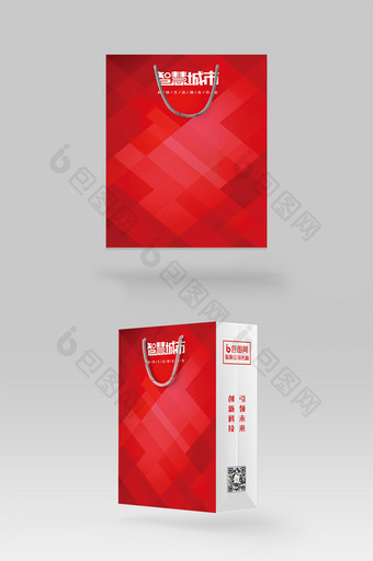 时尚红色大气商务礼品手提袋包装设计图片
