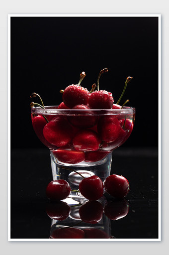 新鲜樱桃车厘子高级水果创意摄影图片