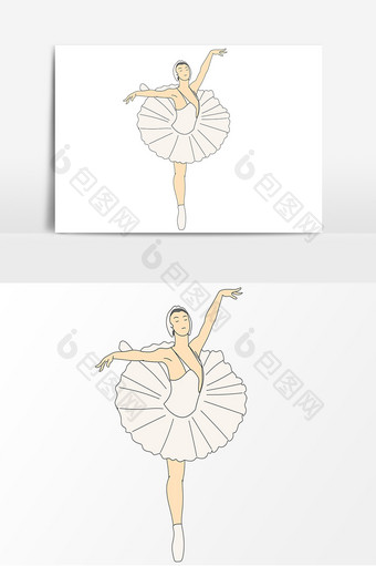 手绘跳芭蕾的舞者人物形象图片