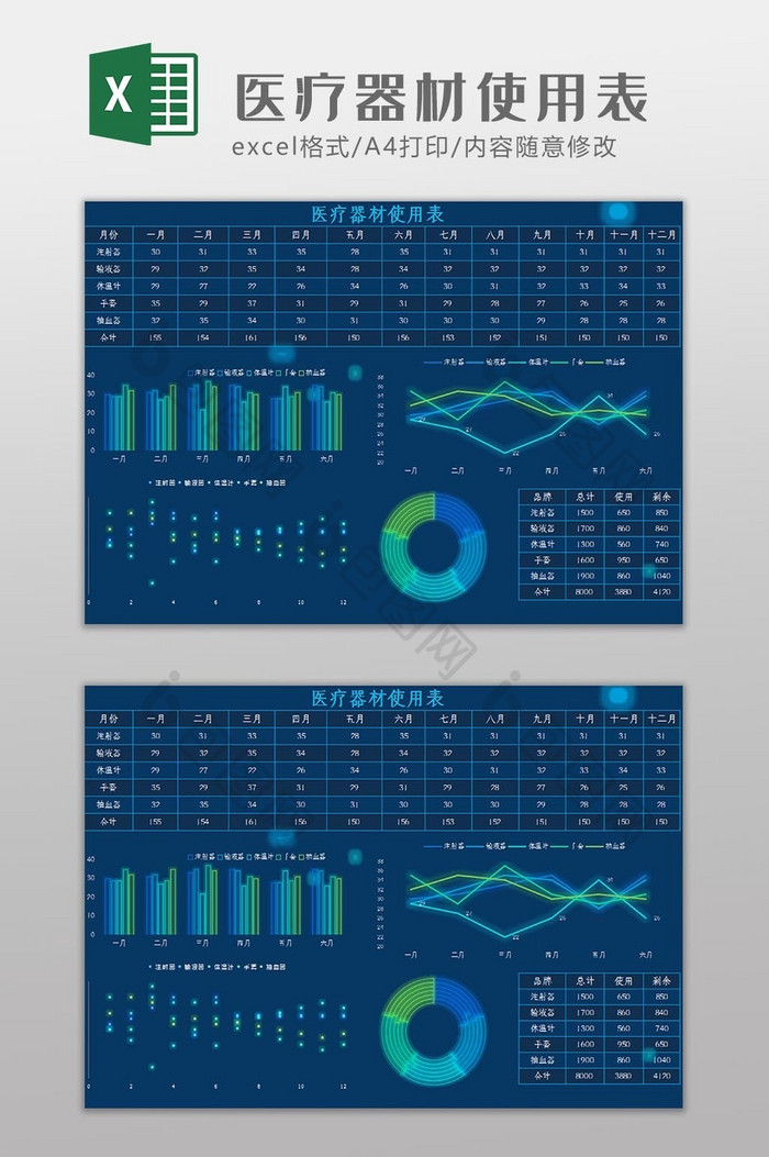 科技医疗器械使用表Excel模板图片图片