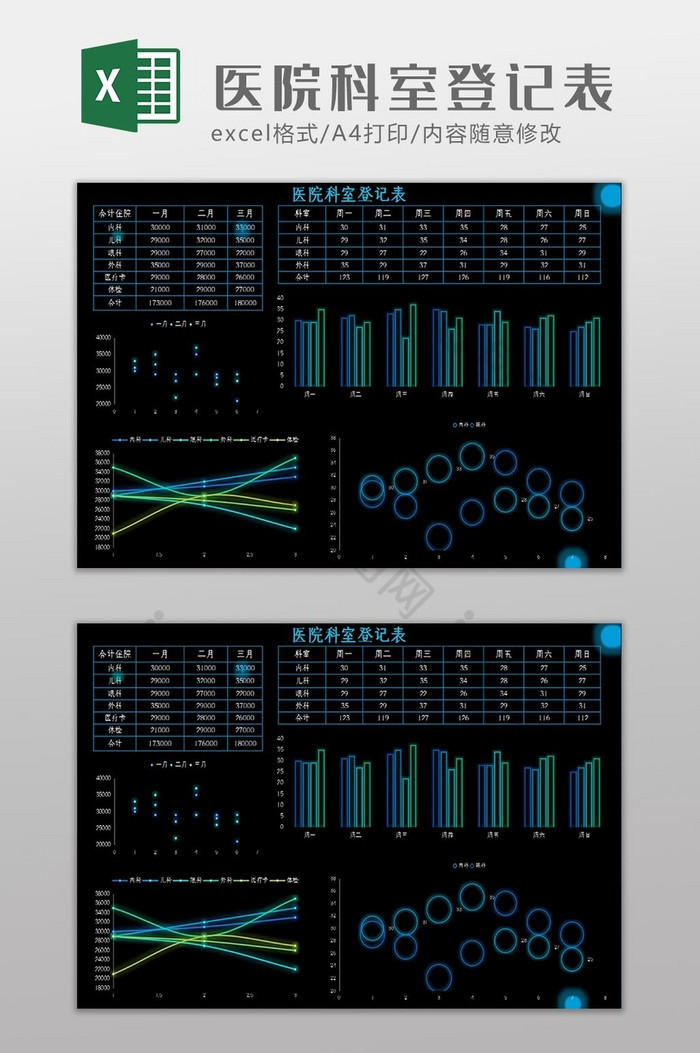 科技大数据医院科室登记表Excel模板图片图片