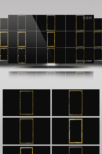 10组带通道竖版金色边框相框花边素材图片