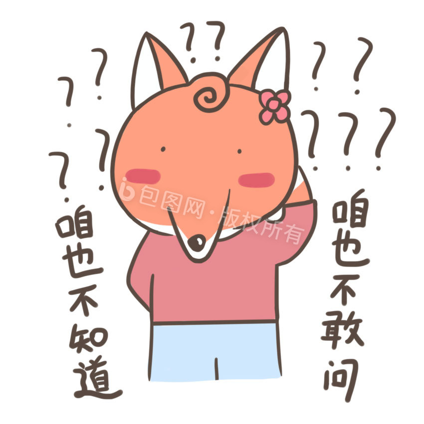橙色卡通狐狸疑惑动态表情包动图GIF图片