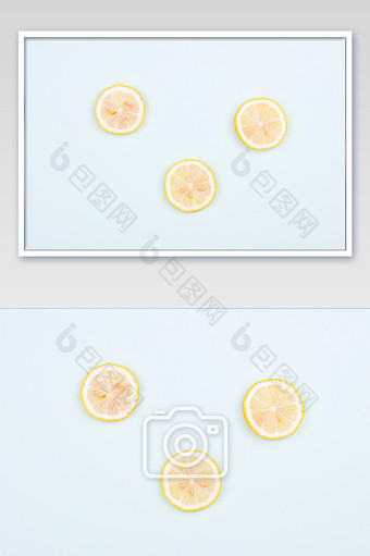 柠檬片小清新创意色彩背景摄影图片