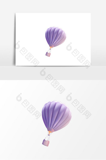 大气唯美紫色立体气球飞行装饰元素图片