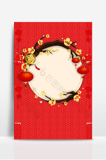 红色中国风春节灯笼背景图片