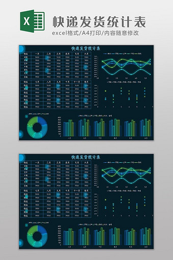 科技可视化快递发货统计表Excel模板图片