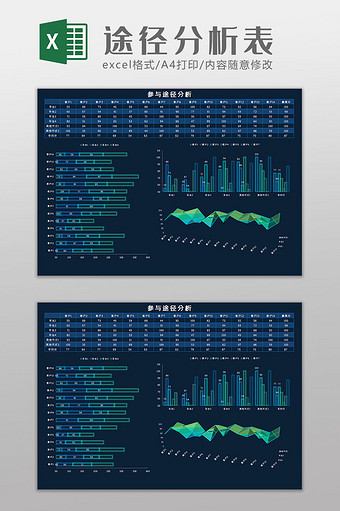 途径分析科技可视化Excel模板图片