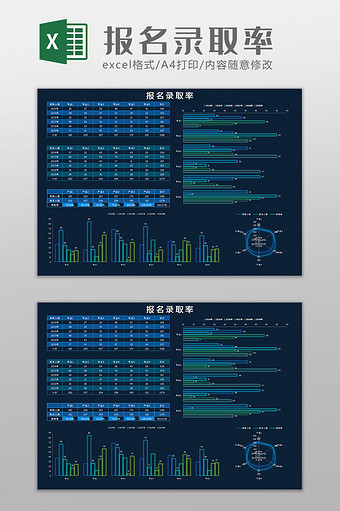 报名录取率科技可视化Excel模板图片