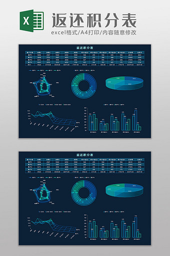 返还积分表科技可视化Excel模板图片