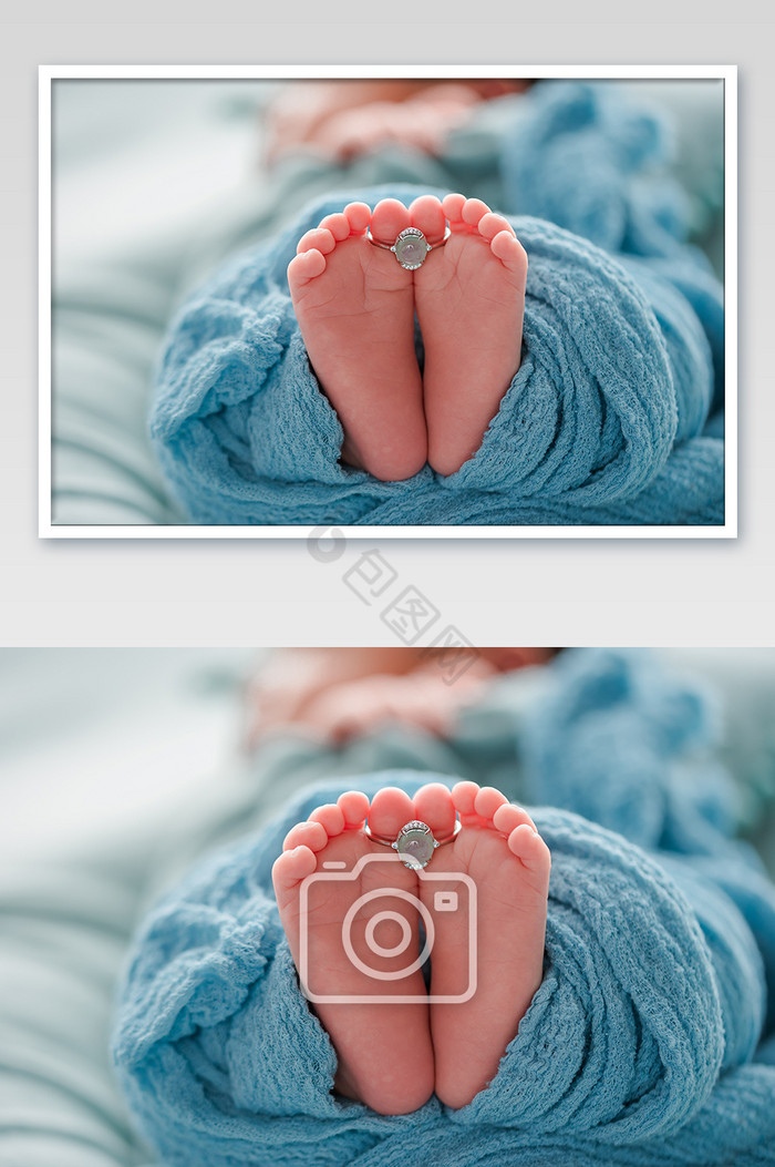 新生儿幼儿儿童戴着戒指的小脚创意写真