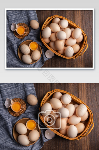 新鲜健康土鸡蛋创意场景摄影图片