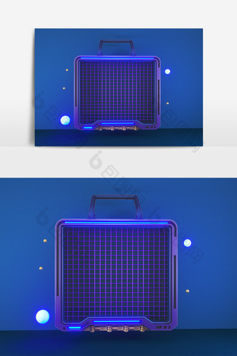 C4D蓝色简约大气科技感电商促销装饰框图片