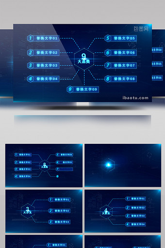 科技感组织架构图分支图宣传片AE模板图片