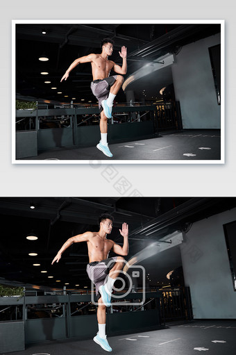 健身房运动男生跳跃运动练习宣传图图片