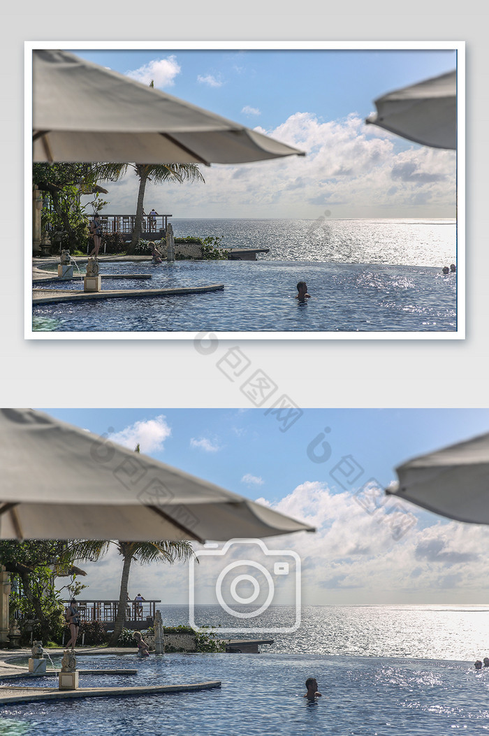 印度尼西亚巴厘岛蓝点海滩无边泳池摄影图片图片