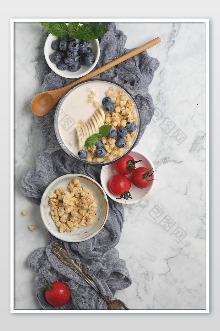 蓝莓香蕉酸奶早餐背景素材海报图片图片