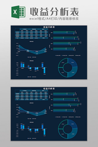 收益分析表科技可视化Excel模板图片