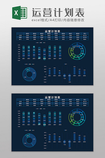 运营计划表科技可视化Excel模板图片