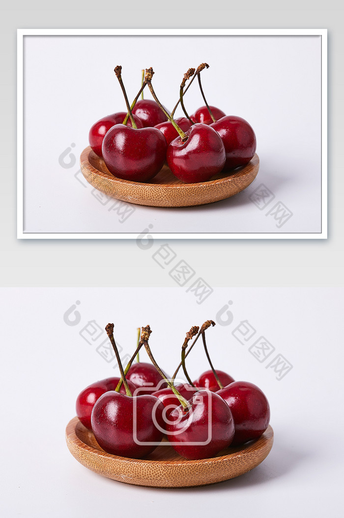 红色樱桃车厘子水果竹碟新鲜美食摄影图片图片