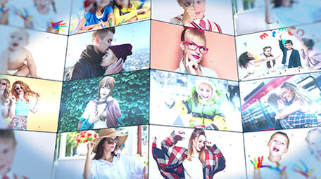 创意多图折叠照片墙相册展示AE模板