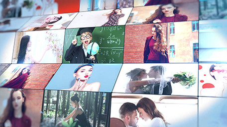 创意多图折叠照片墙相册展示AE模板