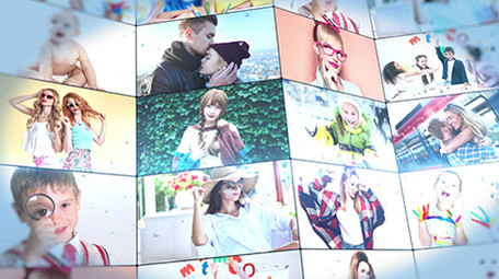 创意多图折叠照片墙相册展示AE模板