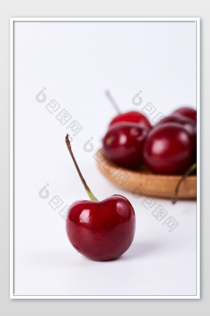 红色樱桃车厘子白底水果新鲜美食摄影图片图片