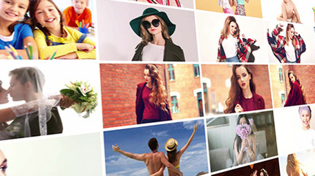 50张网格婚礼家庭度假照片墙相册AE模板