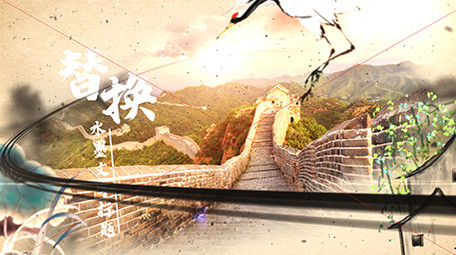 中国风仙鹤山水水墨图文展示片头AE模板