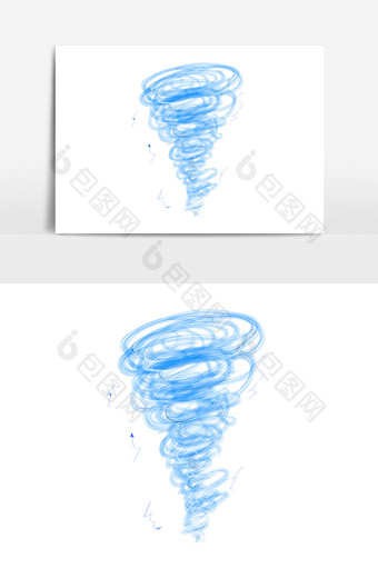 手绘蓝色灾害龙卷风旋风灾难插画AI元素图片