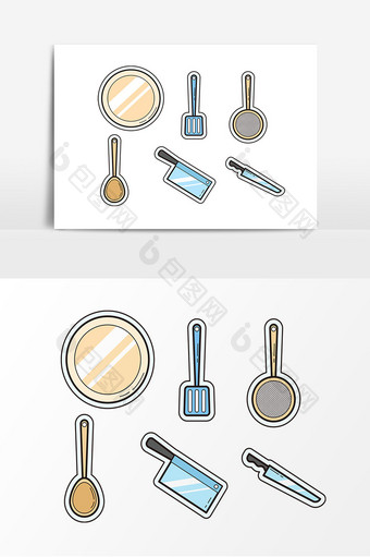 卡通厨房厨具手账元素图片