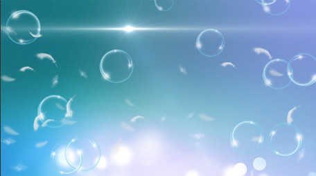 蓝色唯美羽毛气泡飞舞动态大屏背景视频