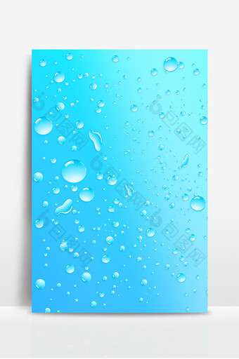 唯美水滴蓝色渐变元素竖版背景设计图片