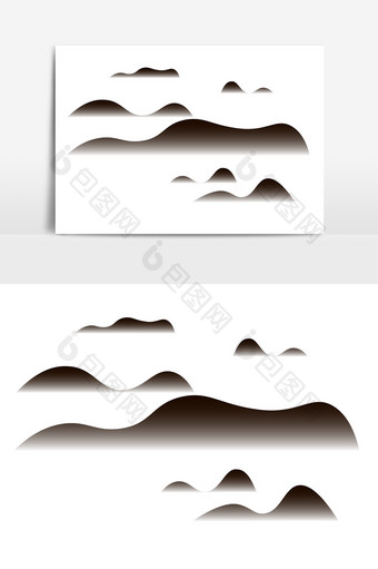 水墨山水中国风元素山脉云海素材矢量图片