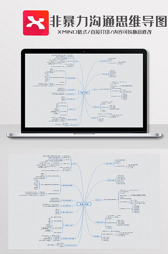 简约风非暴力沟通思维导图XMind模板图片