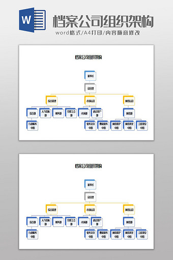 档案公司组织架构Word模板图片