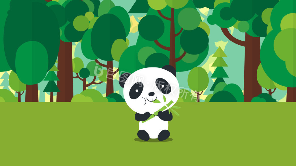 熊猫吃竹子卡通动图GIF