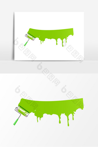 刷漆绿色卡通环保标题元素图片