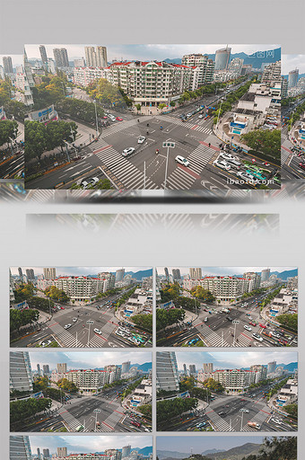 车流十字路口红绿灯路口俯拍延时视频图片