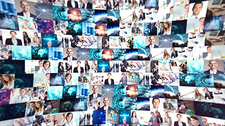 科技商务照片汇聚照片墙标志展示AE模板