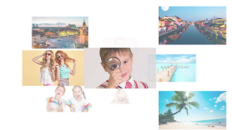 照片墙汇聚片头标志展示AE模板