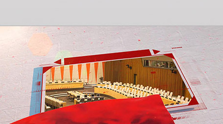 三维墙面红绸图文科技风格党政会声会影模板