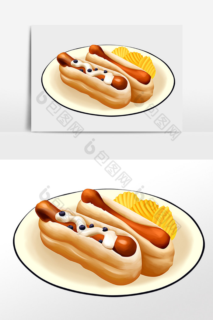 西餐午餐面食食物插画图片图片